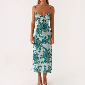 Peppermayo Teal Floral Dress
